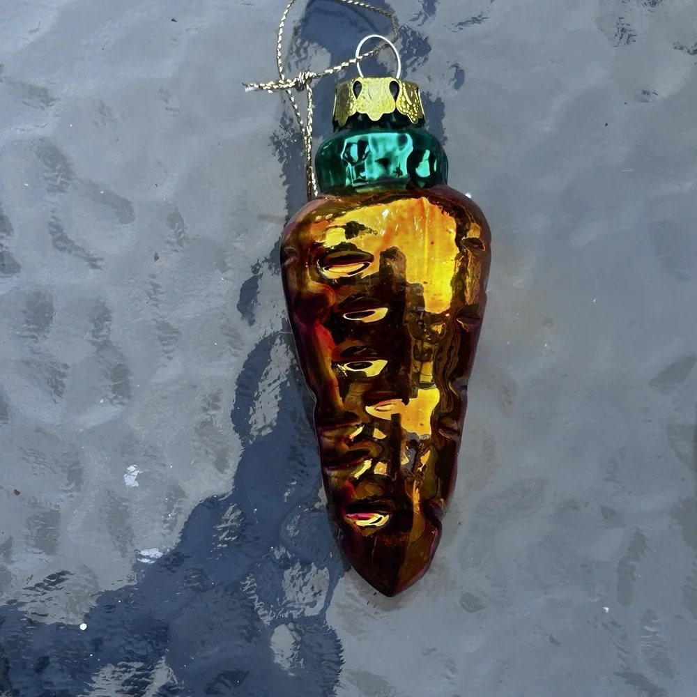 4 VTG Colorful Glass Vegetable Christmas Ornaments Pea POD Carrot Pepper Potato